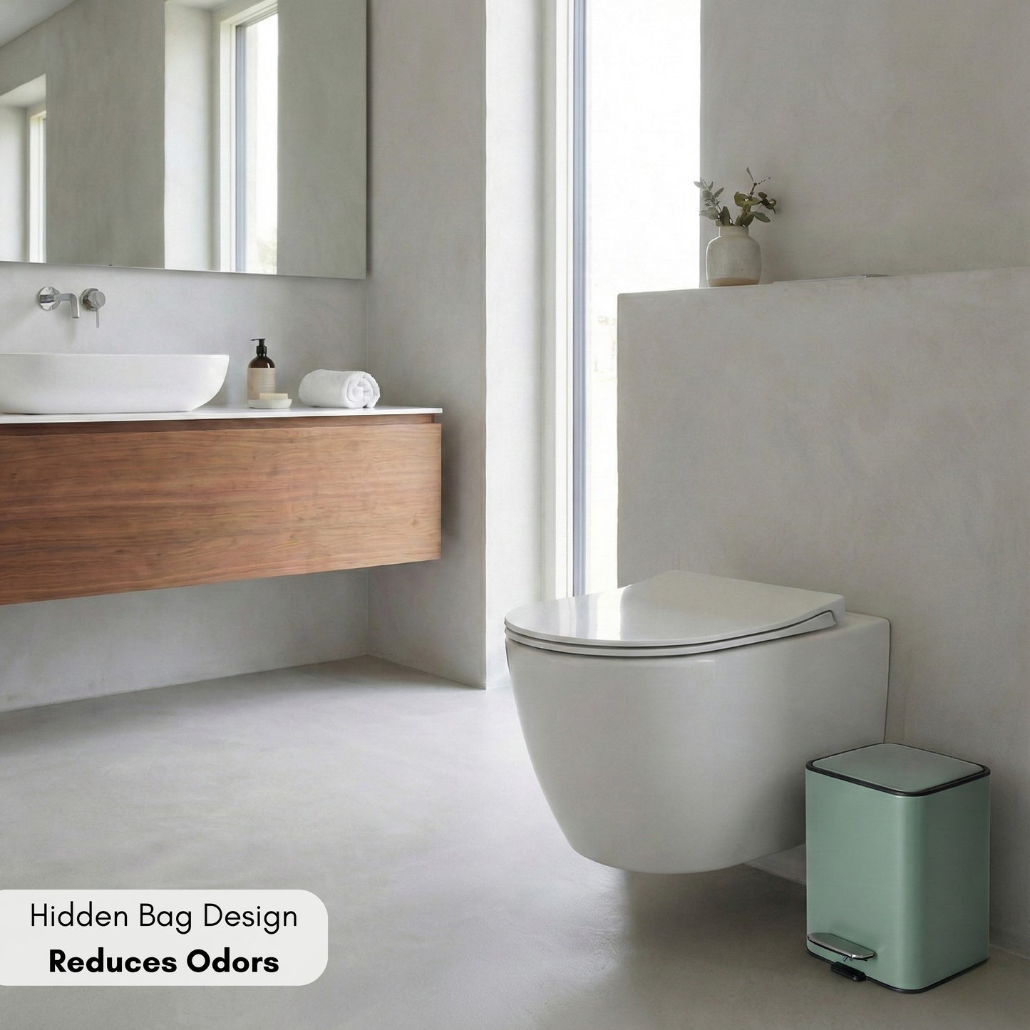 Papelera de Baño con Pedal y Soft-Close Color Sage Green