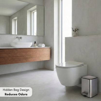 Papelera de Baño con Pedal Soft-Close en Acero Inoxidable