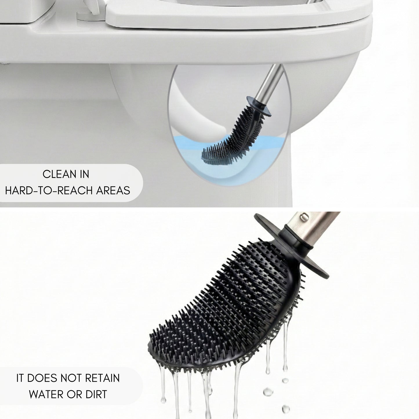 Escobilla de Baño en Acero Inoxidable y Silicona