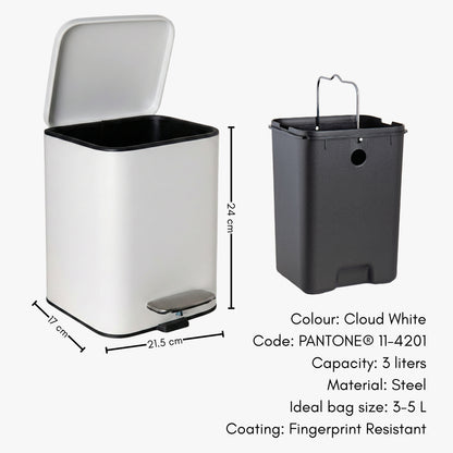 Papelera de Baño con Pedal Soft-Close Color Cloud White