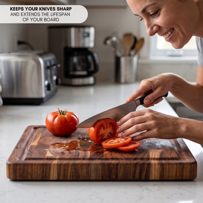 NUOVO ARRIVO Tagliere da cucina RIO, legno di teak a grana fine, spessore 3,2 cm, resistente, per servire salumi, formaggi e pane, 30x20,5x3,2 cm 