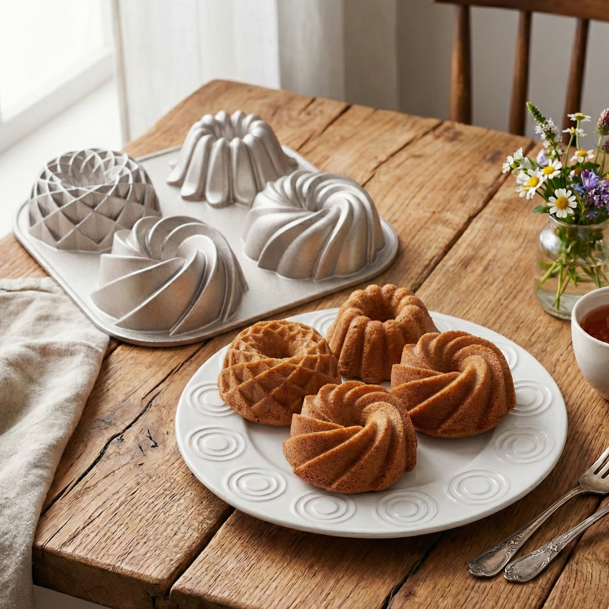 Der Kuchen kommt ganz heraus, mit klarem Muster