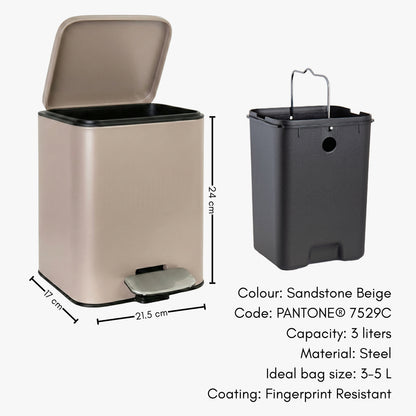 Papelera de Baño con Pedal Soft-Close Color Sandstone Beige