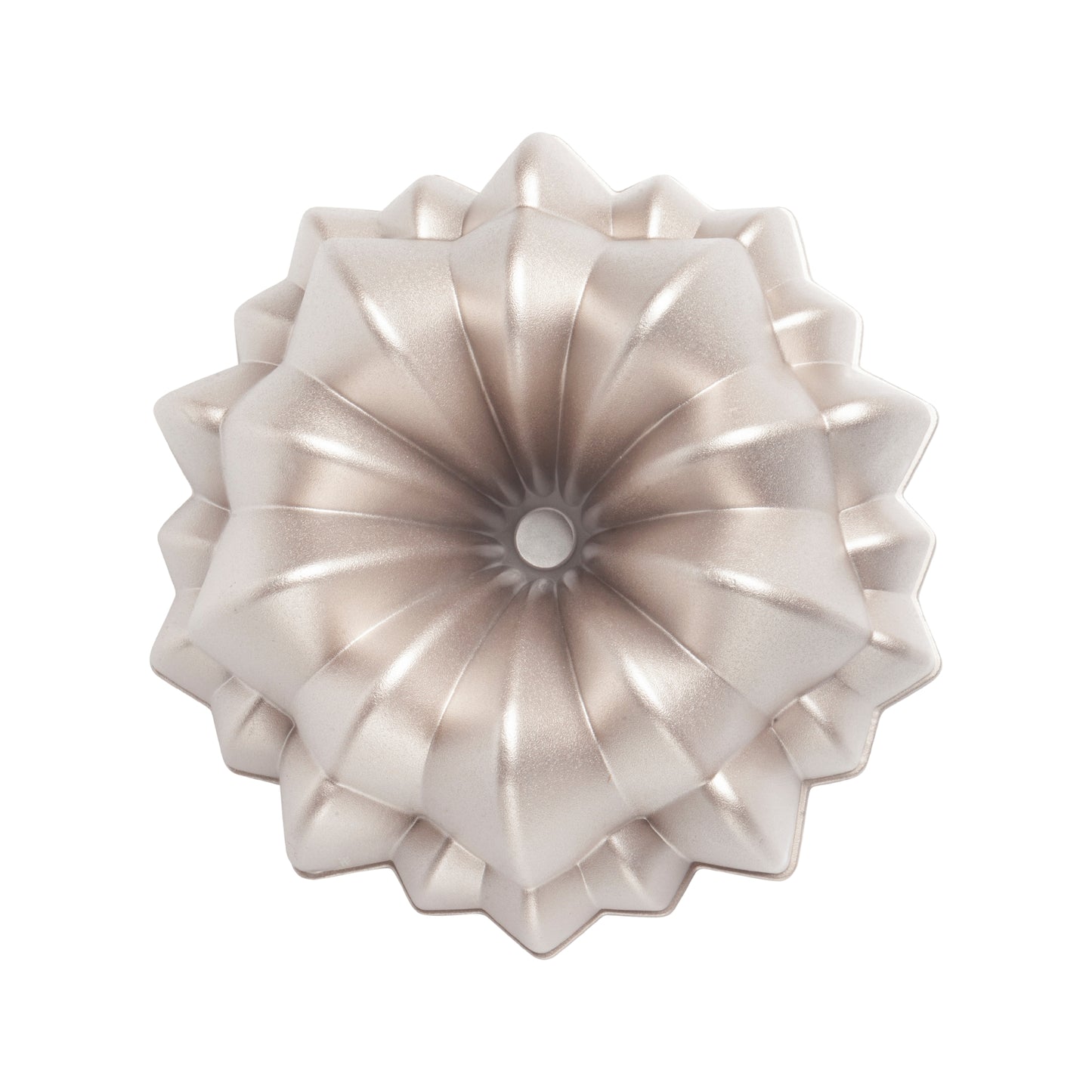 Molde CASCADA, bizcocho y tarta para horno, doble capa antiadherente, aluminio fundido de larga vida, Cocción Uniforme, Color Oro Rosa, diámetro 24cm, alto 11 cm, 2 litros.
