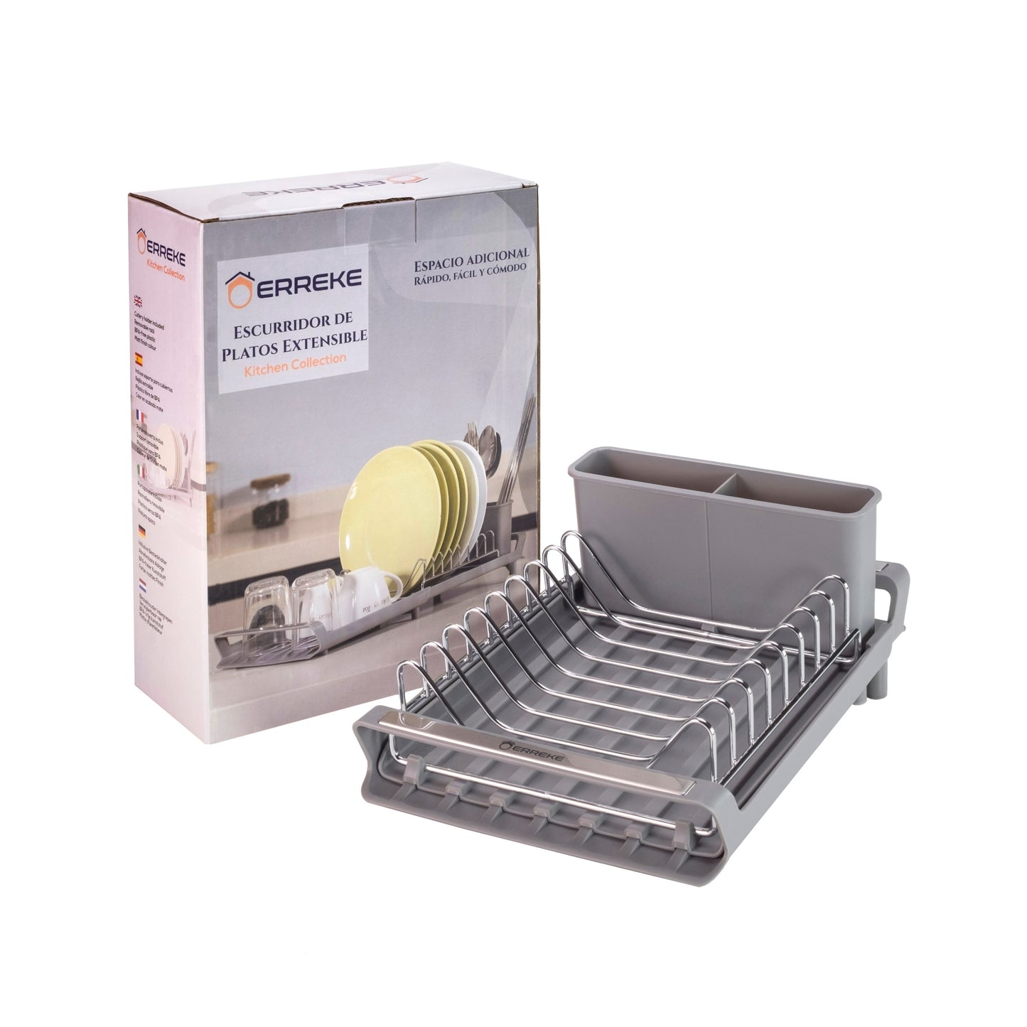 Escurridor de Platos Extensible Pequeño Color Gris