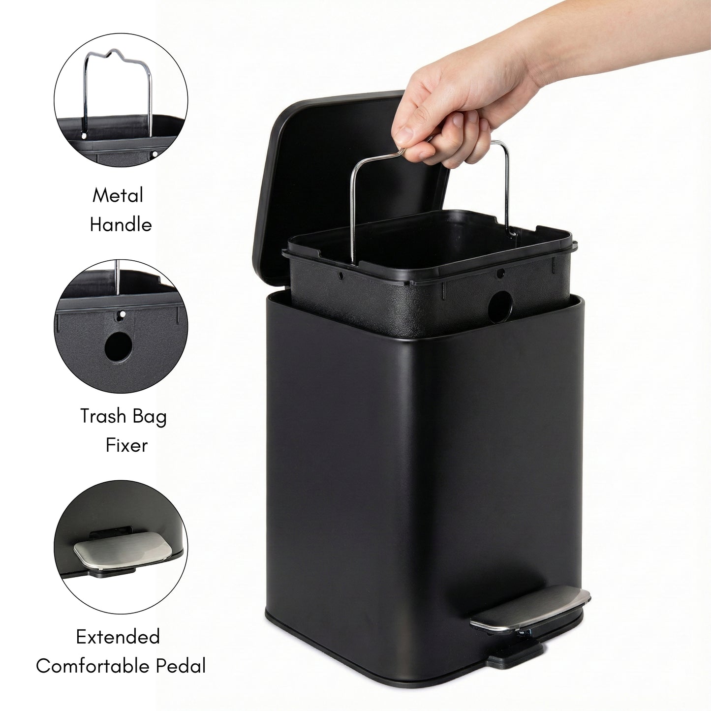 Papelera de Baño con Pedal Soft-Close Color Onyx Black