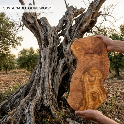 Tabla Grande de Cortar y Servir en Madera de Olivo Natural MALLORCA 51x26 cm