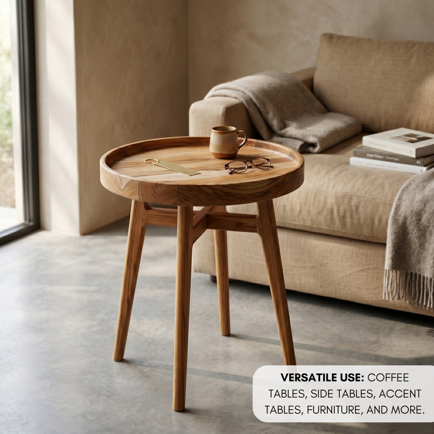 Pannello Circolare in Legno Naturale di Teak Diametro 38 cm