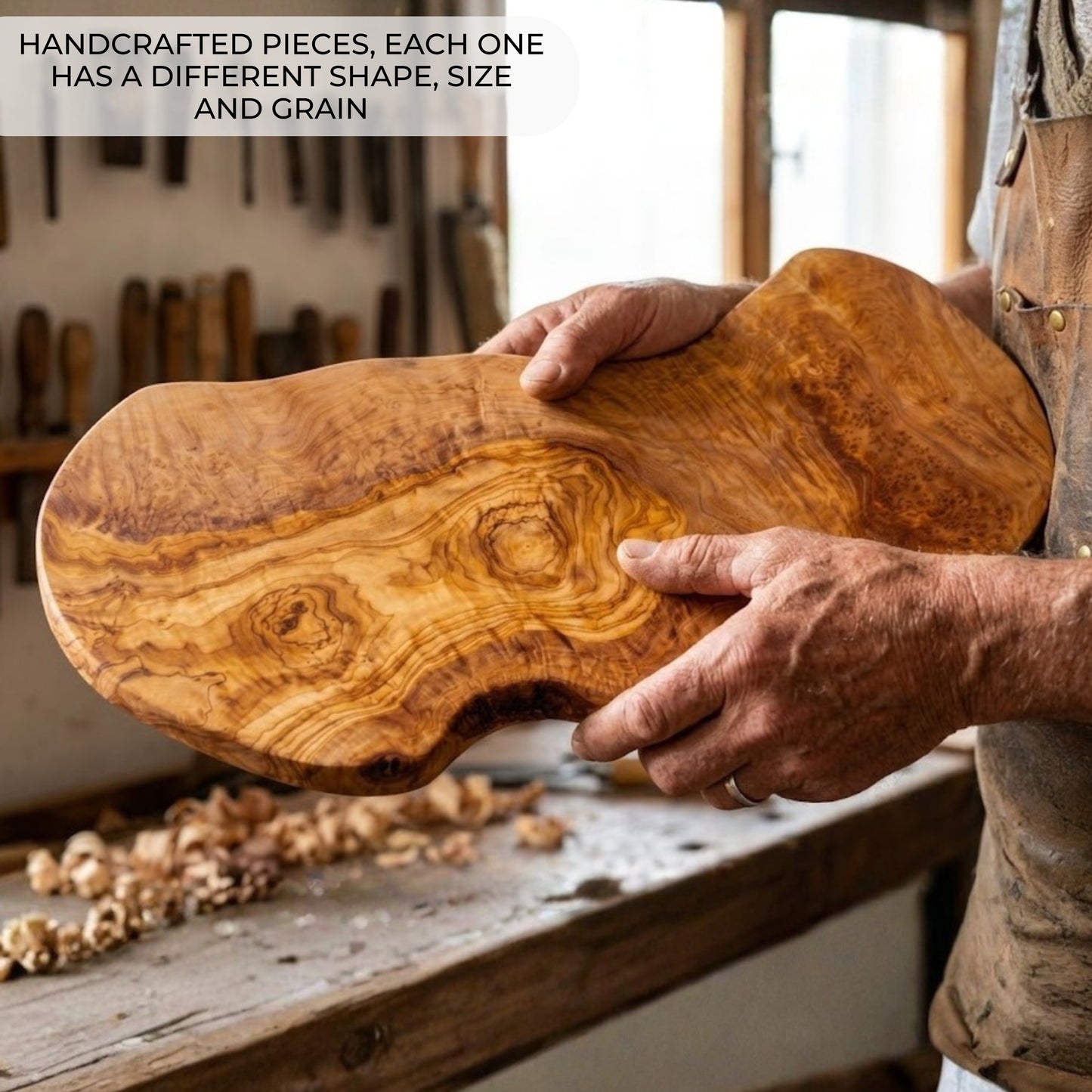 Tabla Grande de Cortar y Servir en Madera de Olivo Natural MALLORCA 51x26 cm