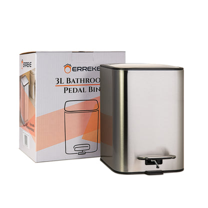 Papelera de Baño con Pedal Soft-Close en Acero Inoxidable