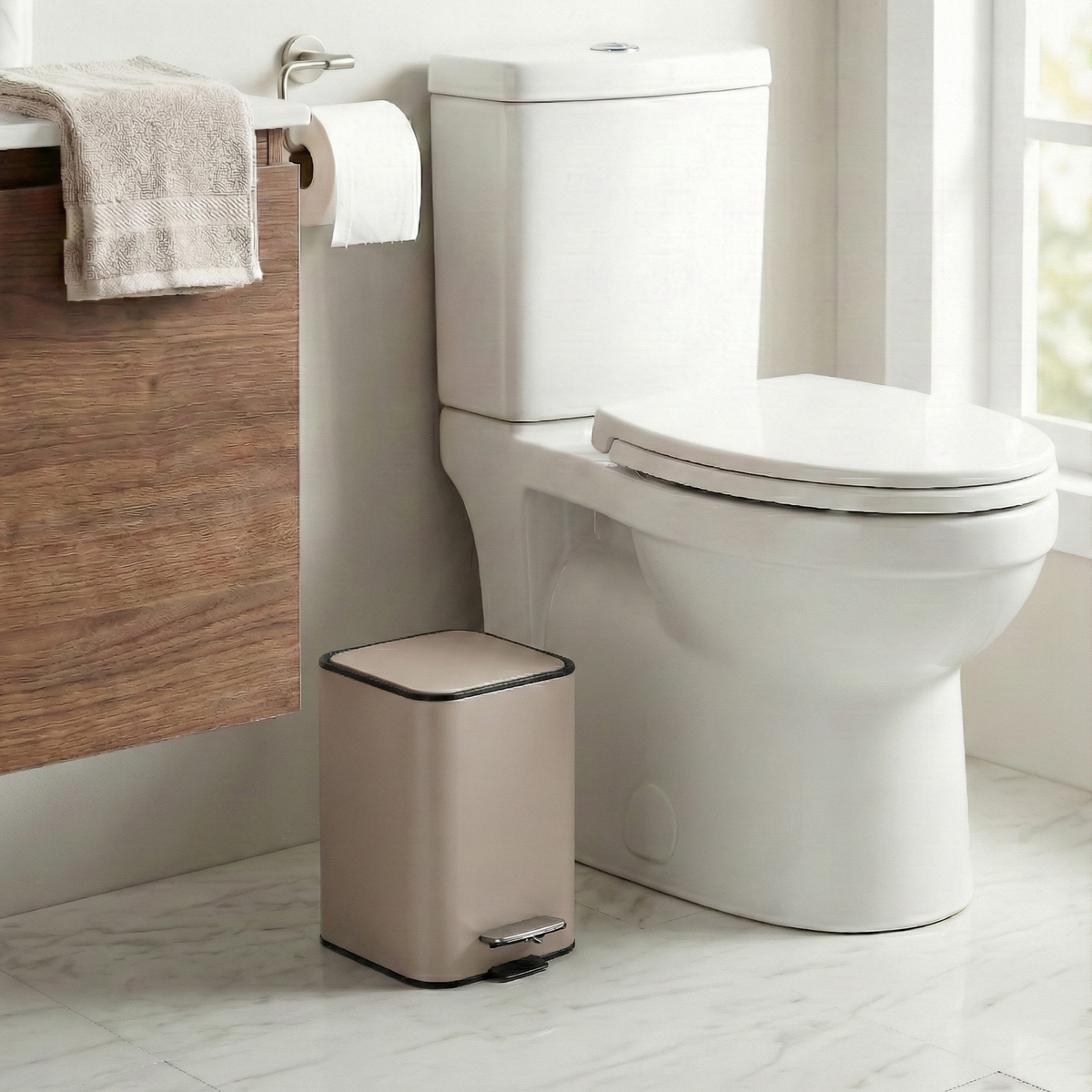 3 L Bathroom Pedal Bin, Colour Sandstone Beige