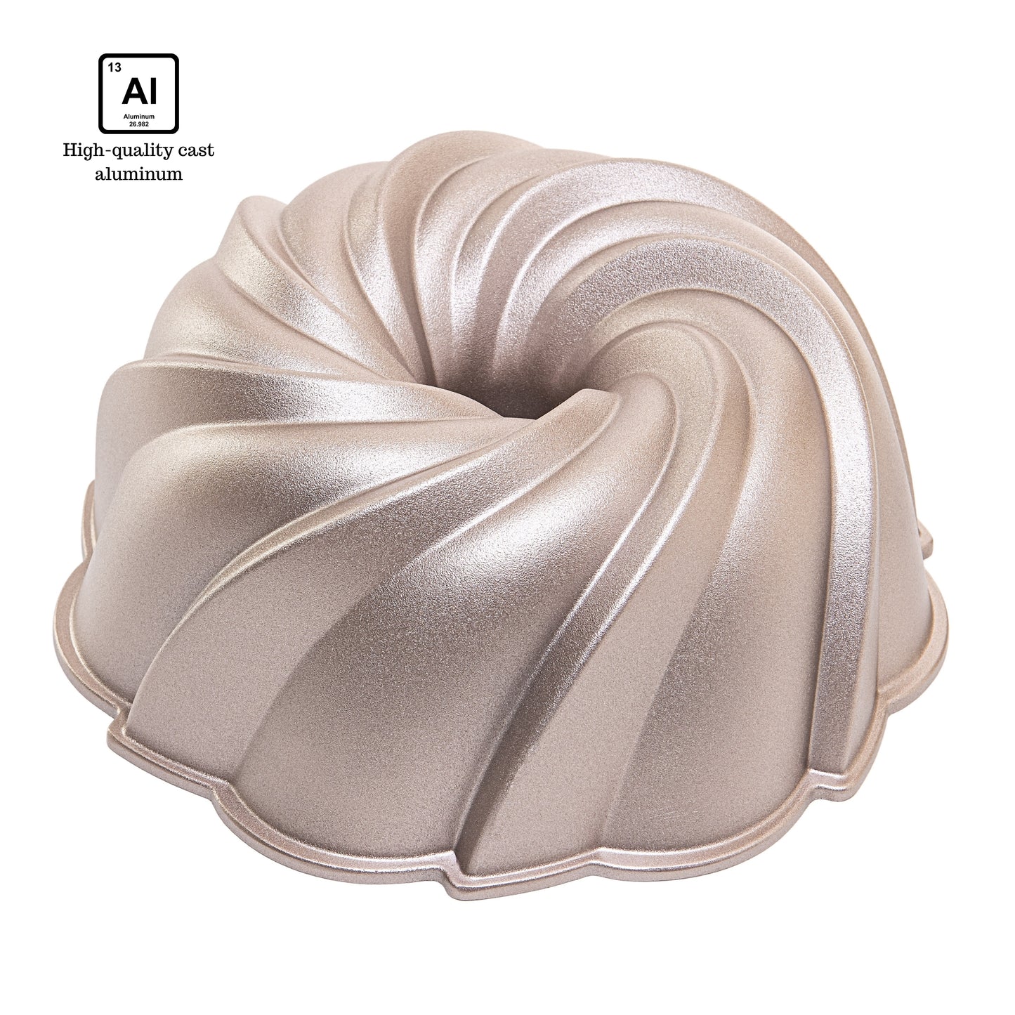 NEW ARRIVAL Molde TWIST para bizcocho y tarta, aluminio fundido con doble capa antiadherente, cocción uniforme, color oro rosa, Ø24 cm, 2.5 L
