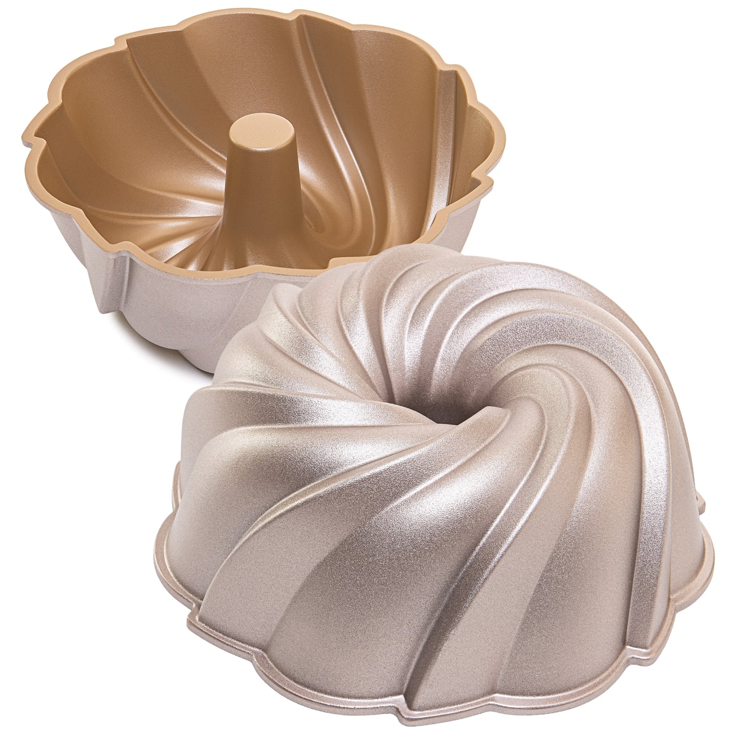 NEW ARRIVAL Molde TWIST para bizcocho y tarta, aluminio fundido con doble capa antiadherente, cocción uniforme, color oro rosa, Ø24 cm, 2.5 L