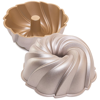 NEW ARRIVAL Molde TWIST para bizcocho y tarta, aluminio fundido con doble capa antiadherente, cocción uniforme, color oro rosa, Ø24 cm, 2.5 L