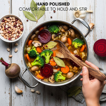 Juego de Utensilios de Cocina en Madera de Olivo Natural, set artesanal de 4 piezas, cuchara y espátulas, diseño mediterráneo hecho a mano