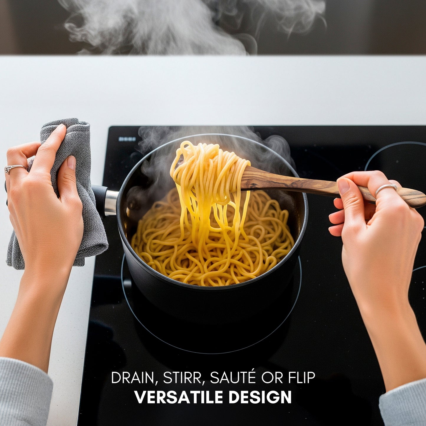 Juego de Utensilios de Cocina en Madera de Olivo Natural, set artesanal de 4 piezas, cuchara y espátulas, diseño mediterráneo hecho a mano