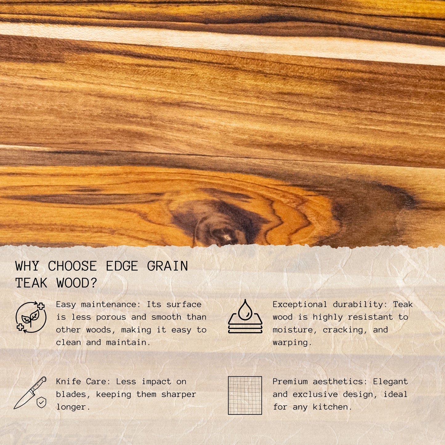 Bandeja para Servir en Madera de Teca Natural MARTINICA, resistente, con 4 compartimientos y cuenco para salsas, ideal para carnes, pollo, embutidos y tapas (35.5×35.5×2.4 cm)