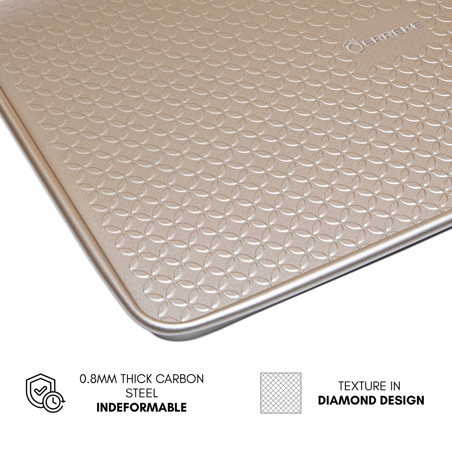 Set di teglie da forno con griglia, acciaio al carbonio 0,8 mm, doppio rivestimento antiaderente, ideale per pasticceria e arrosti, 40×27 cm