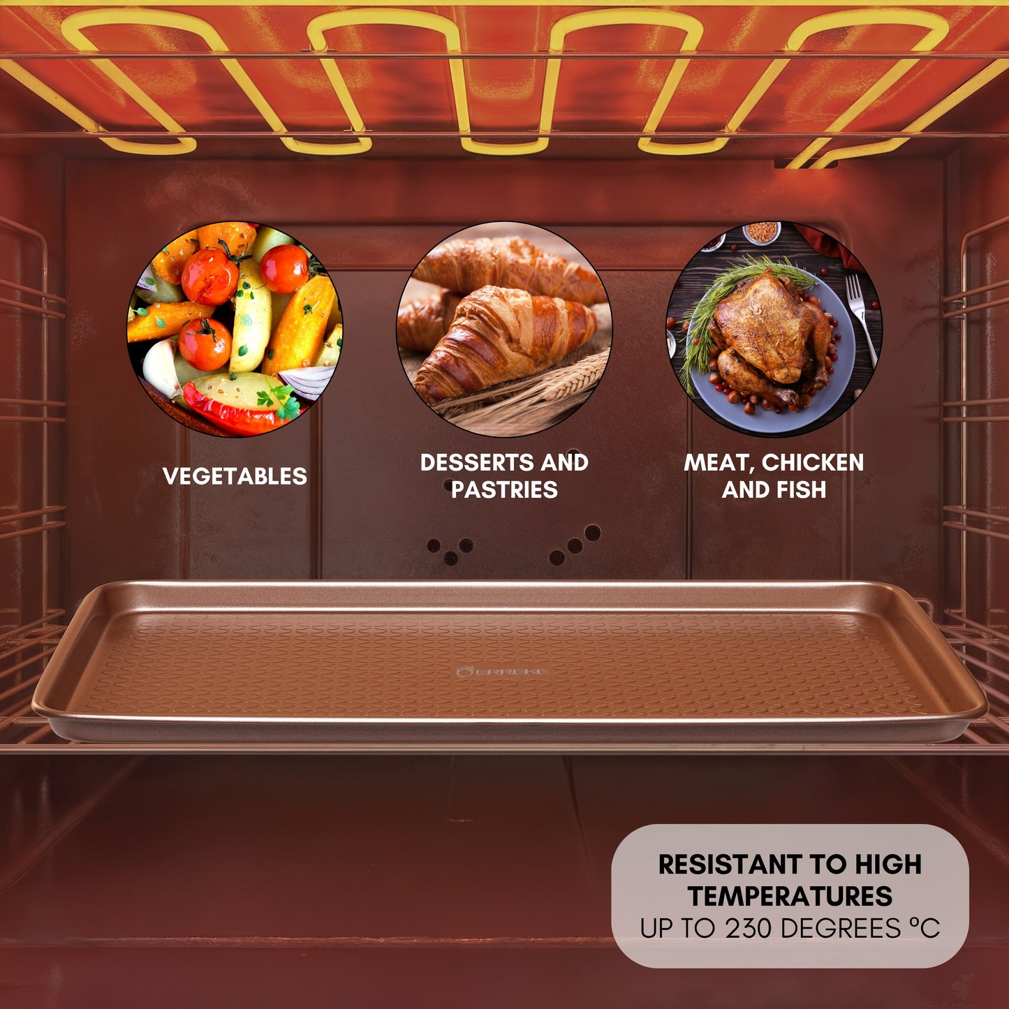 Set di teglie da forno con griglia, acciaio al carbonio 0,8 mm, doppio rivestimento antiaderente, ideale per pasticceria e arrosti, 40×27 cm