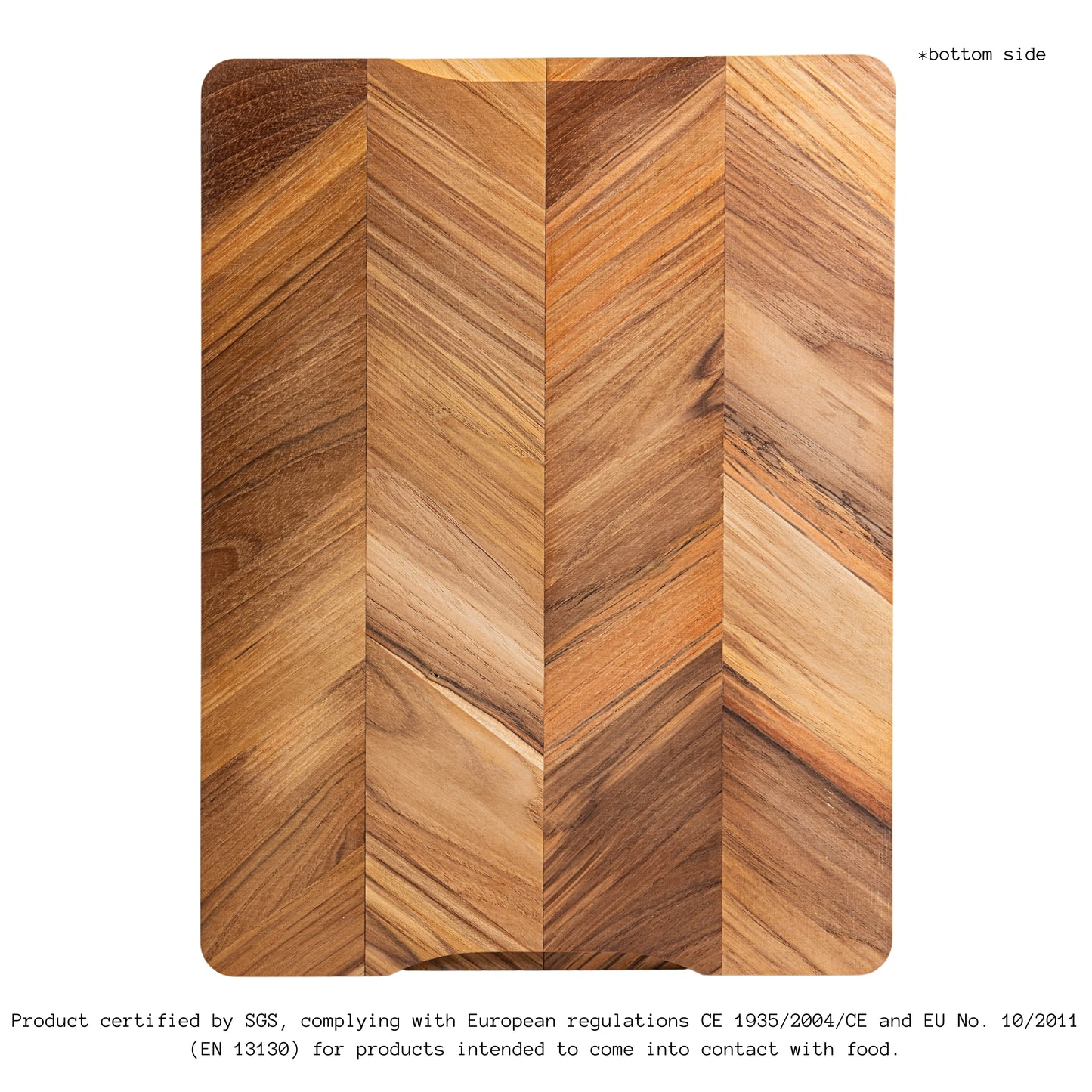 Tabla de Cortar en Madera de Teca Natural, diseño Herringbone, ideal para cortar y servir carne, pan y embutidos, 40.5×30.5×2 cm, con ranura para jugos