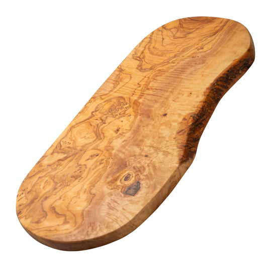 NEW ARRIVAL Tabla de Cortar ATENAS en Madera de Olivo Natural, diseño rústico artesanal para cortar y servir carne, pan, quesos y aperitivos, 43×21 cm