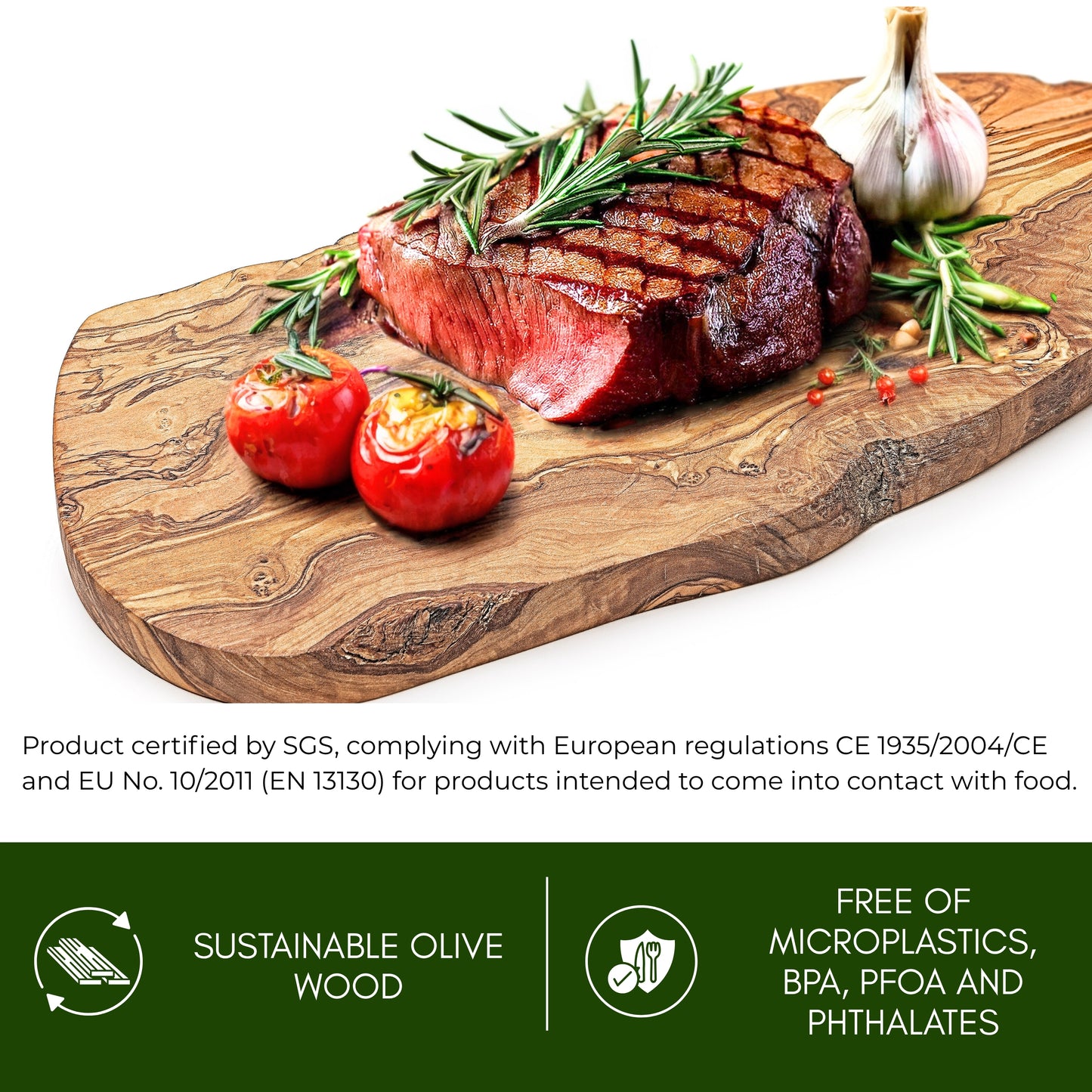 NEW ARRIVAL Tabla de Cortar ATENAS en Madera de Olivo Natural, diseño rústico artesanal para cortar y servir carne, pan, quesos y aperitivos, 43×21 cm