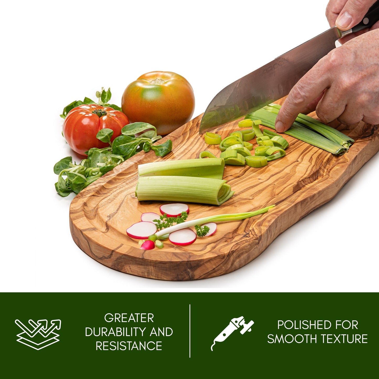 NEW ARRIVAL Tabla de Cortar y Servir en Madera Olivo Mediterráneo BUDAPEST, 100% artesanal, con ranura para líquidos, Embutidos, Carne, Barbacoa, Queso, Pan (43×21 cm)