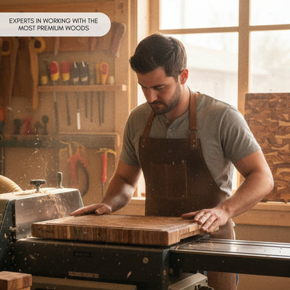 NEW ARRIVAL Tabla de Cortar BALI Plus en Madera de Teca End Grain, ideal para cortar y servir carne, pan y embutidos, 44×29.5×3.8 cm, con ranura para jugos