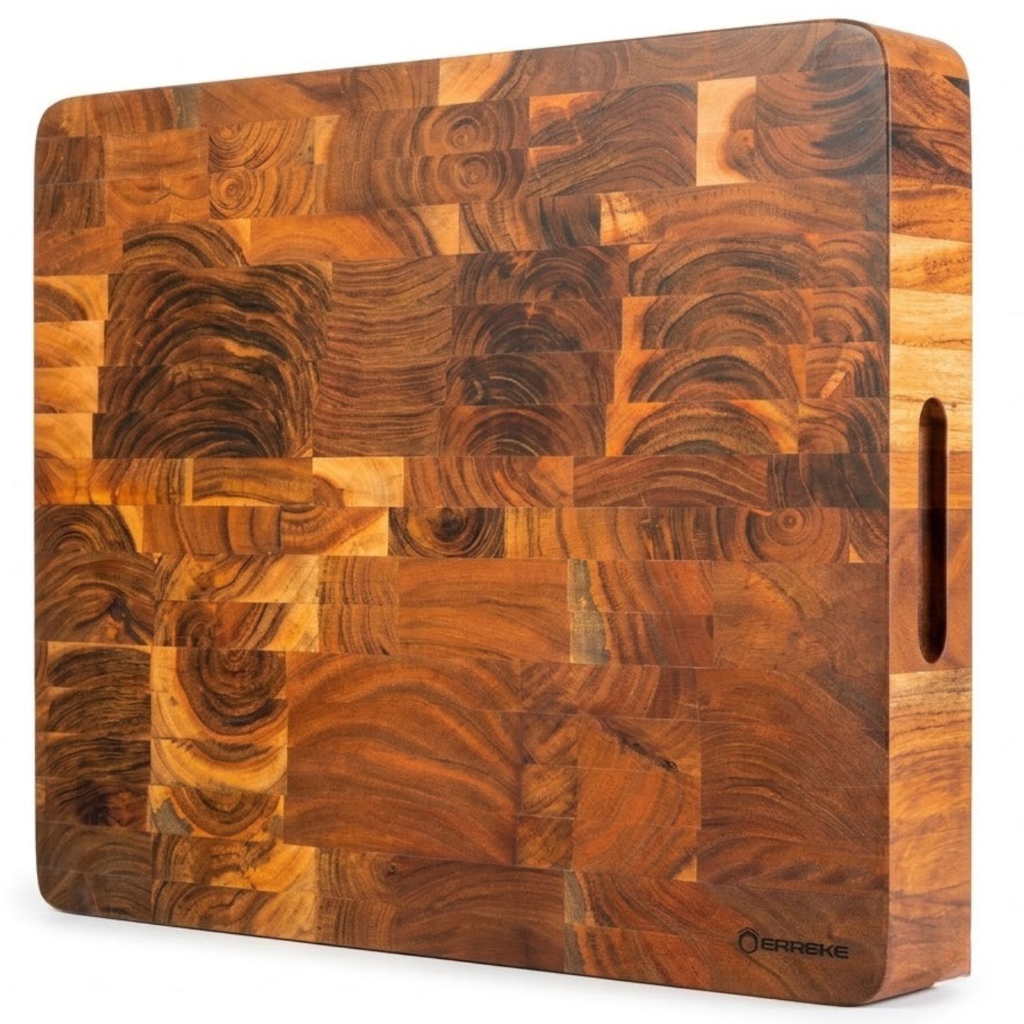 Billot en bois d'acacia naturel bout de fil (end grain) 46 x 46 x 7,5 cm MANDALAY