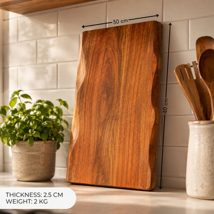 Tabla en Madera de Acacia Natural Borde Vivo (Live Edge) 40x30x2.5 cm BOMBAY
