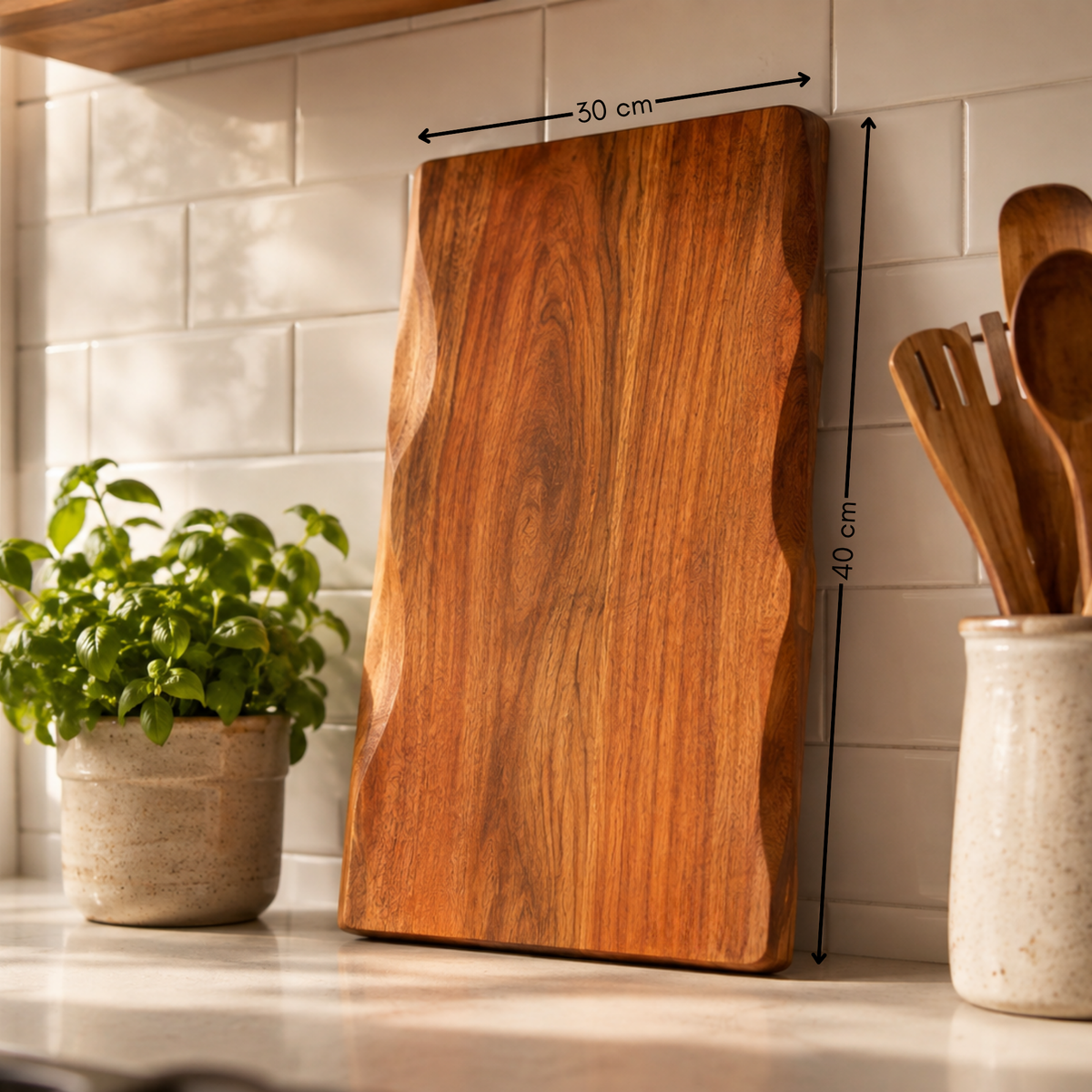 Tabla en Madera de Acacia Natural Borde Vivo (Live Edge) 40x30x2.5 cm BOMBAY
