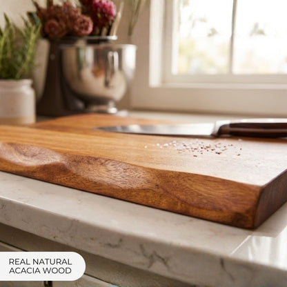 Tabla en Madera de Acacia Natural Borde Vivo (Live Edge) 40x30x2.5 cm BOMBAY