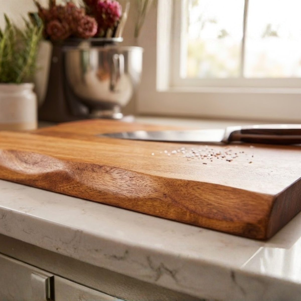 Tabla en Madera de Acacia Natural Borde Vivo (Live Edge) 40x30x2.5 cm BOMBAY
