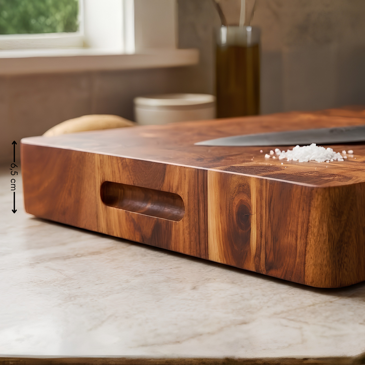 Tabla en Madera de Acacia Natural End Grain 50x38x6.5 cm DECCAN