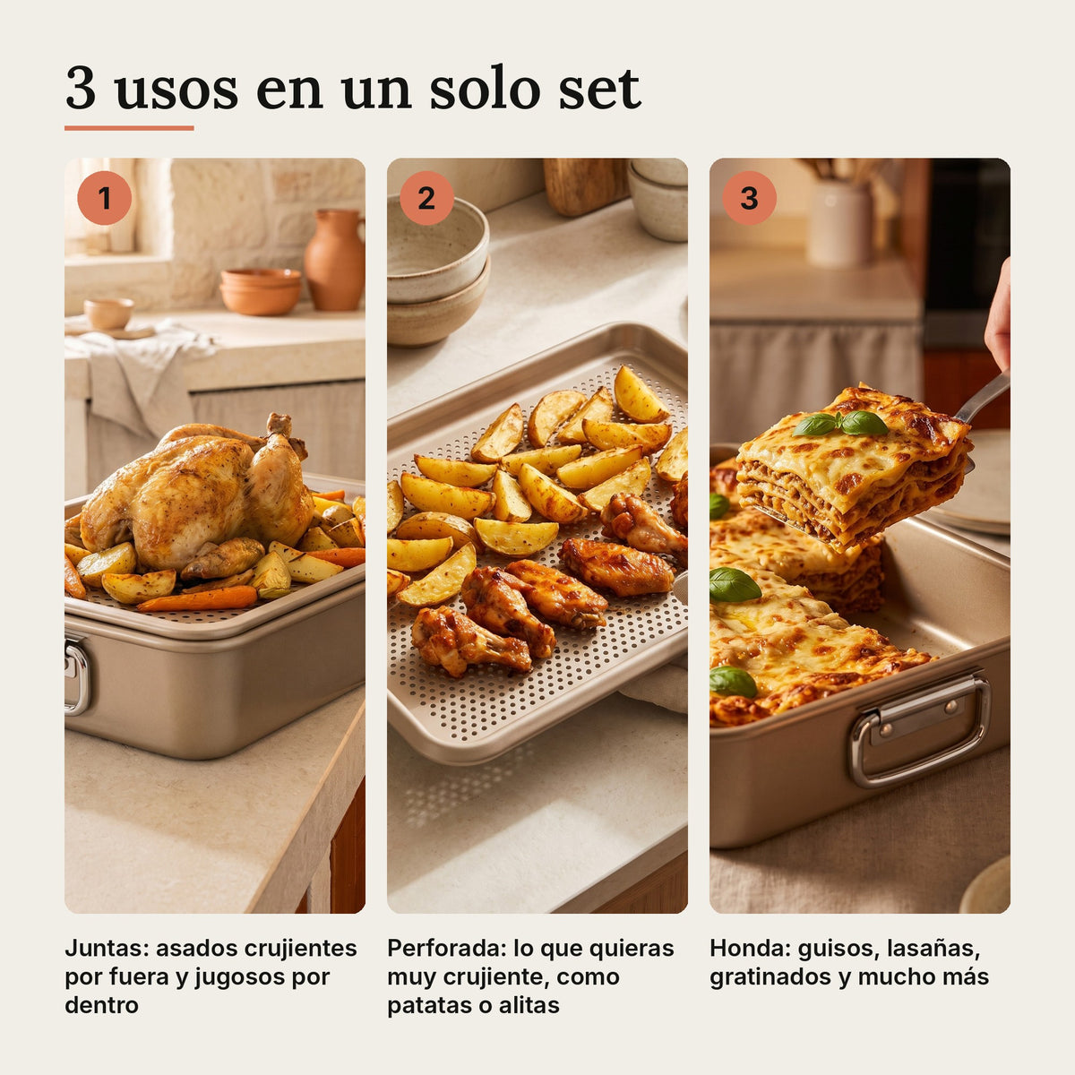 Bandeja de horno honda con lámina perforada Erreke