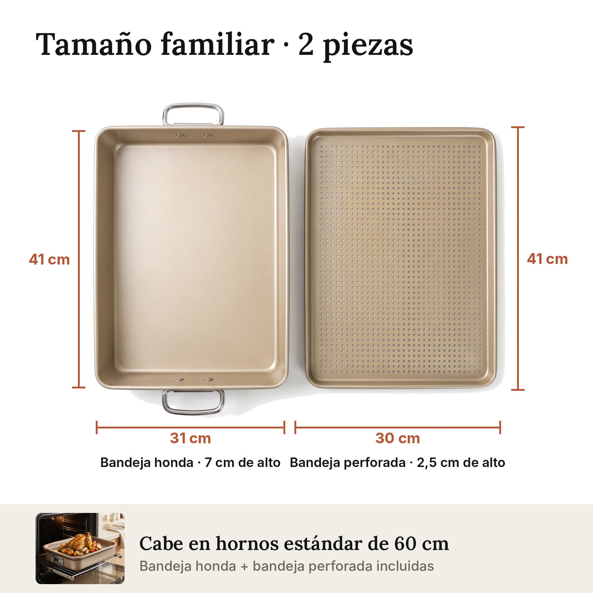 Bandeja de horno honda con lámina perforada Erreke