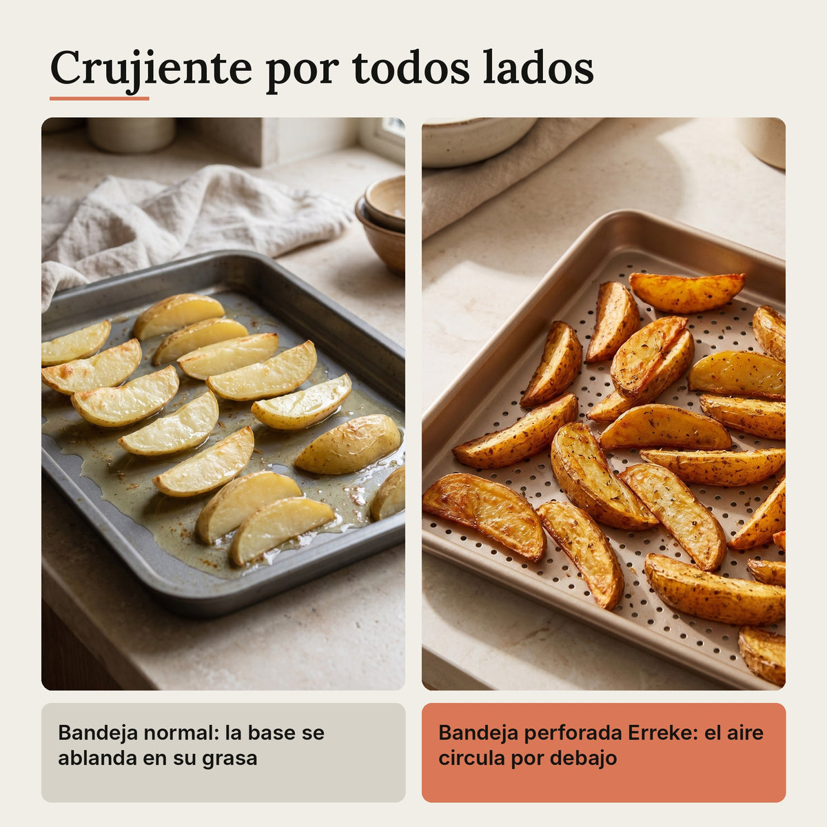 Bandeja de horno honda con lámina perforada Erreke