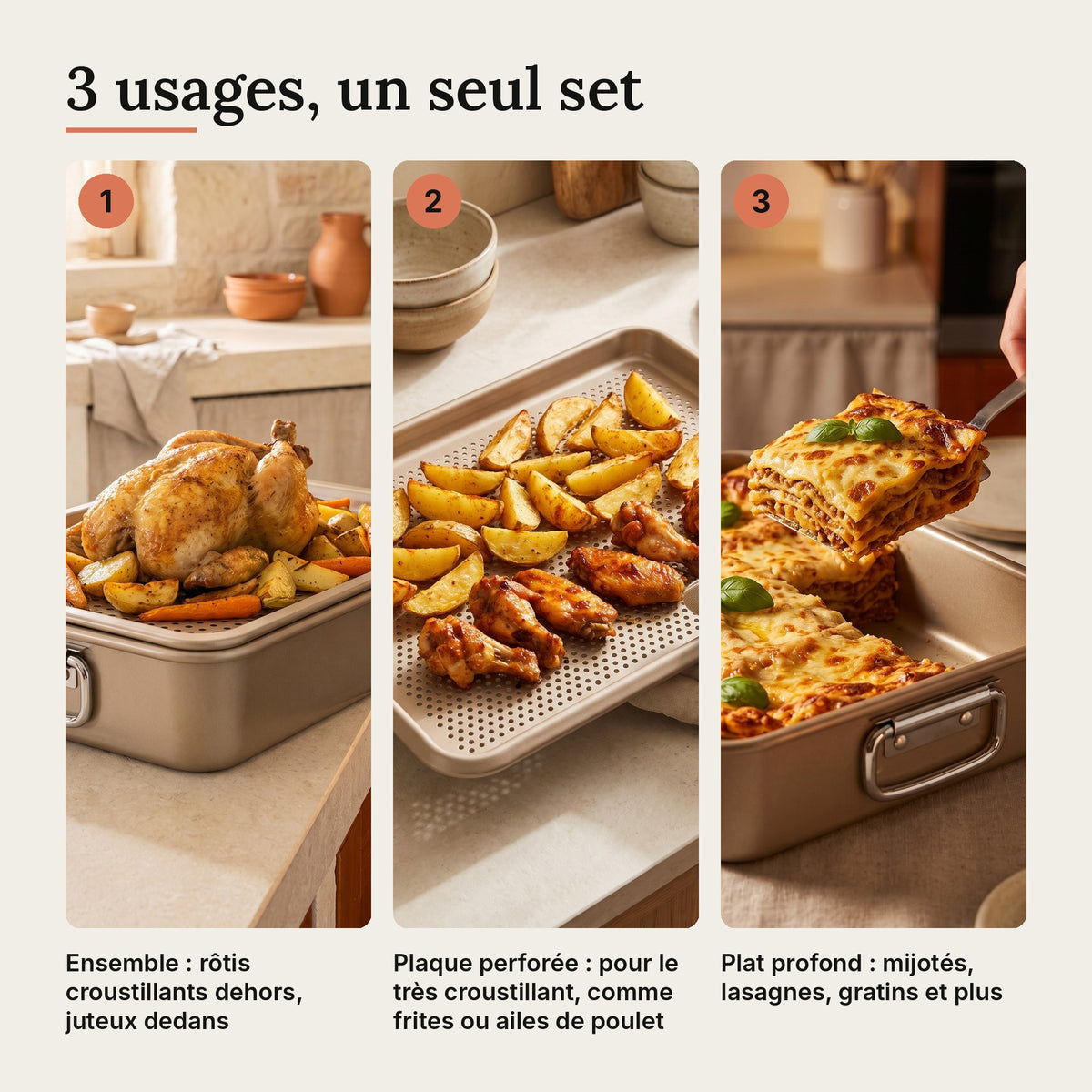 Plat à four profond avec plaque perforée Erreke