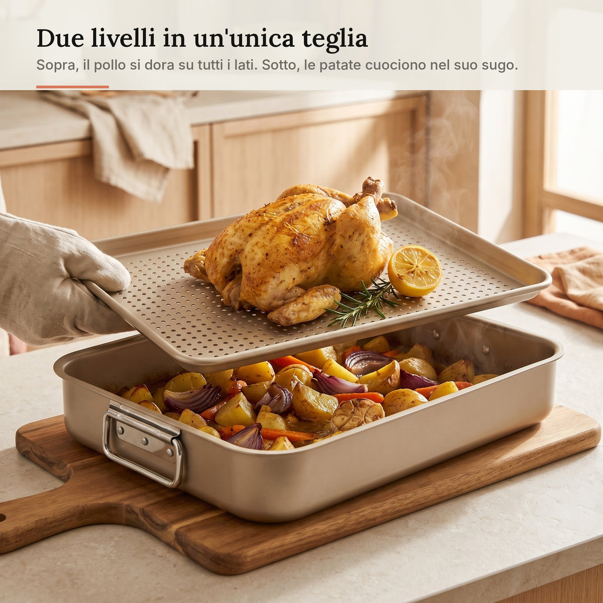 Teglia da forno profonda con lamiera forata Erreke