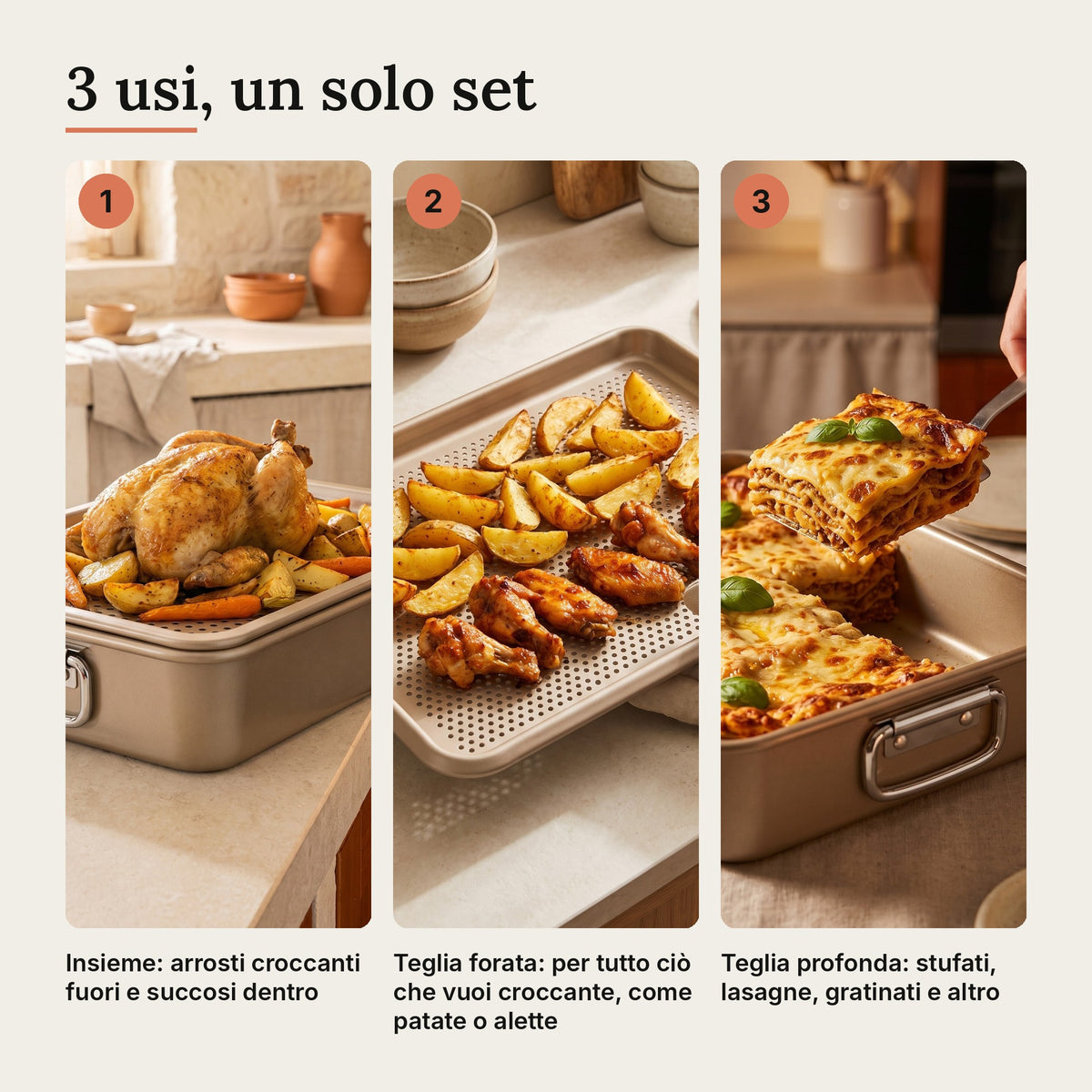 Teglia da forno profonda con lamiera forata Erreke