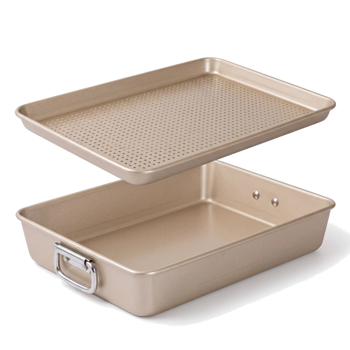 Bandeja de horno honda con lámina perforada Erreke, set de 2 piezas