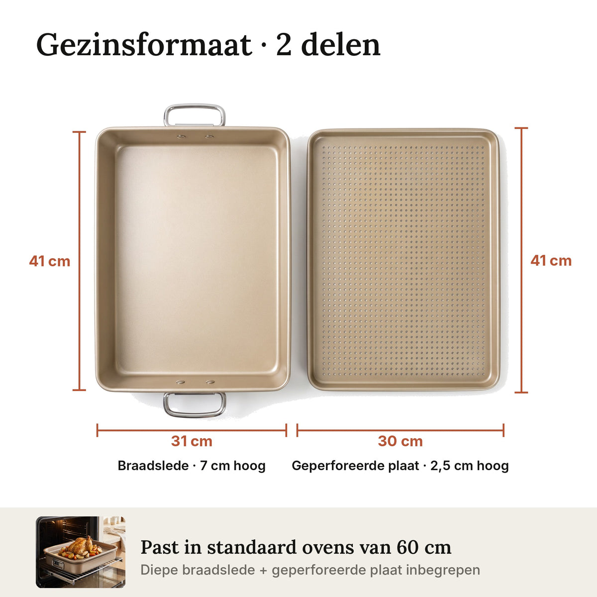 Erreke diepe ovenschaal met geperforeerde bakplaat