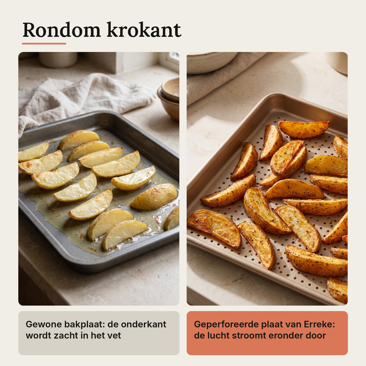 Erreke diepe ovenschaal met geperforeerde bakplaat