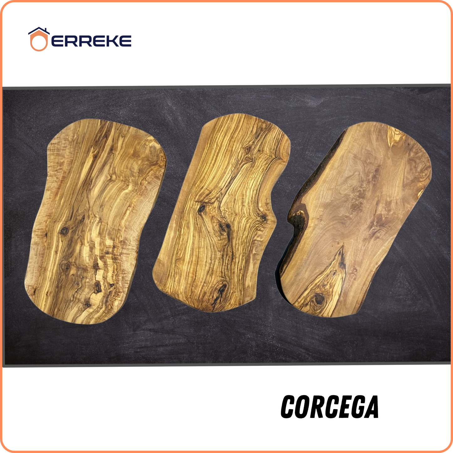 Snij- en serveerplank in mediterraan olijfhout CORCEGA, 100% handgemaakt, ovaal, omkeerbaar, worstjes, vlees, barbecue, kaas, brood (ongeveer 39 x 18 cm)