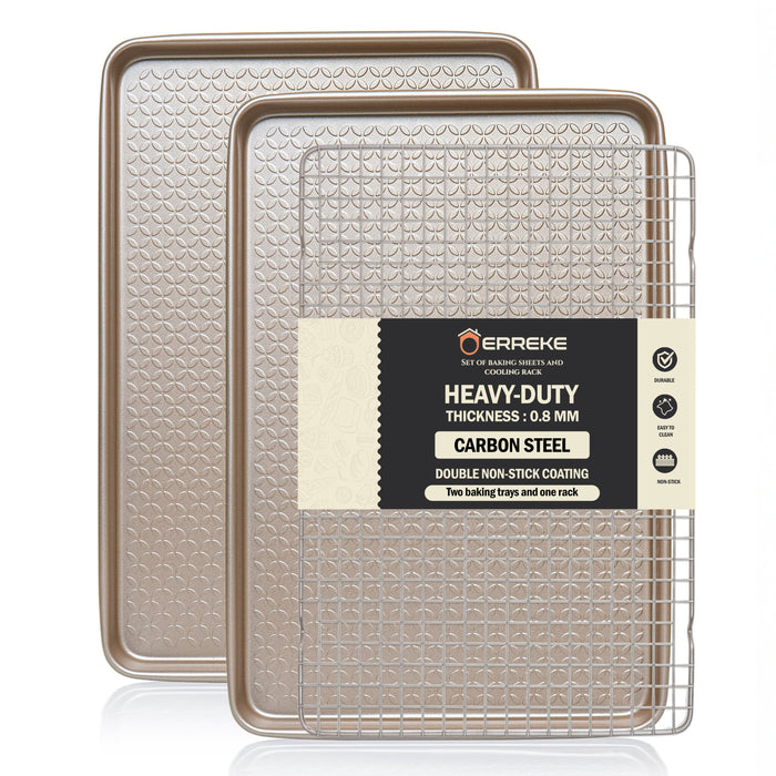 Set de Bandejas de Horno y Rejilla con Doble Capa Antiadherente Grosor 0.8 mm, 40×27 cm