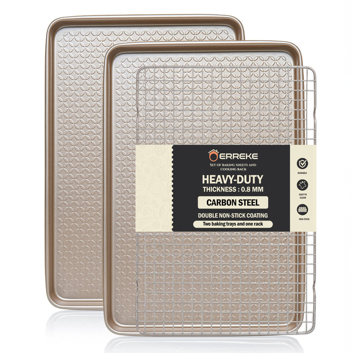 Set de Bandejas de Horno y Rejilla con Doble Capa Antiadherente Grosor 0.8 mm, 40×27 cm