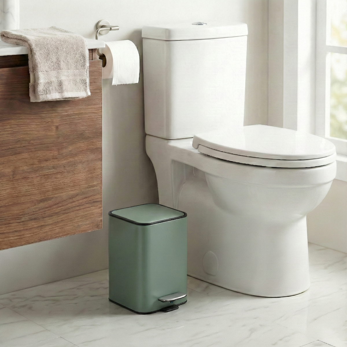 3 L Bathroom Pedal Bin, Colour Sage Green