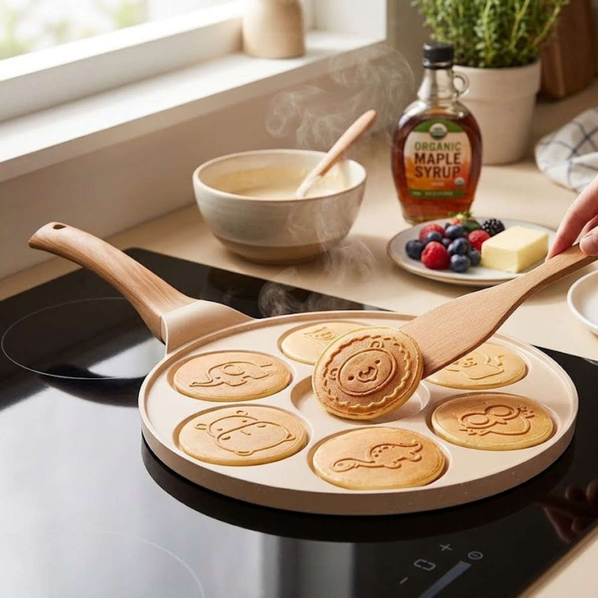 Frigideira para Panquecas com Design de Animaizinhos em Bege