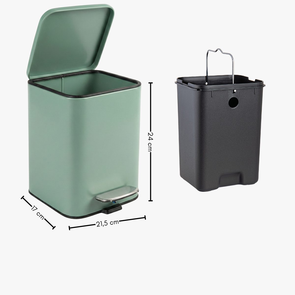 3 L Bathroom Pedal Bin, Colour Sage Green