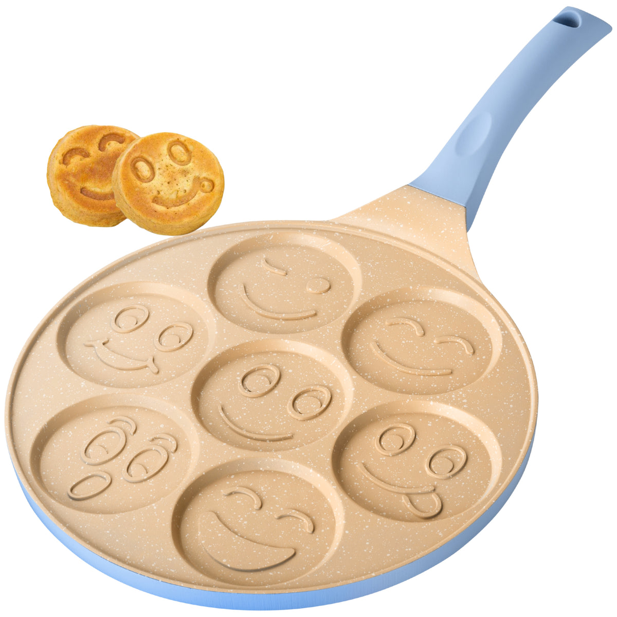 Padella per pancake con design faccine in blu